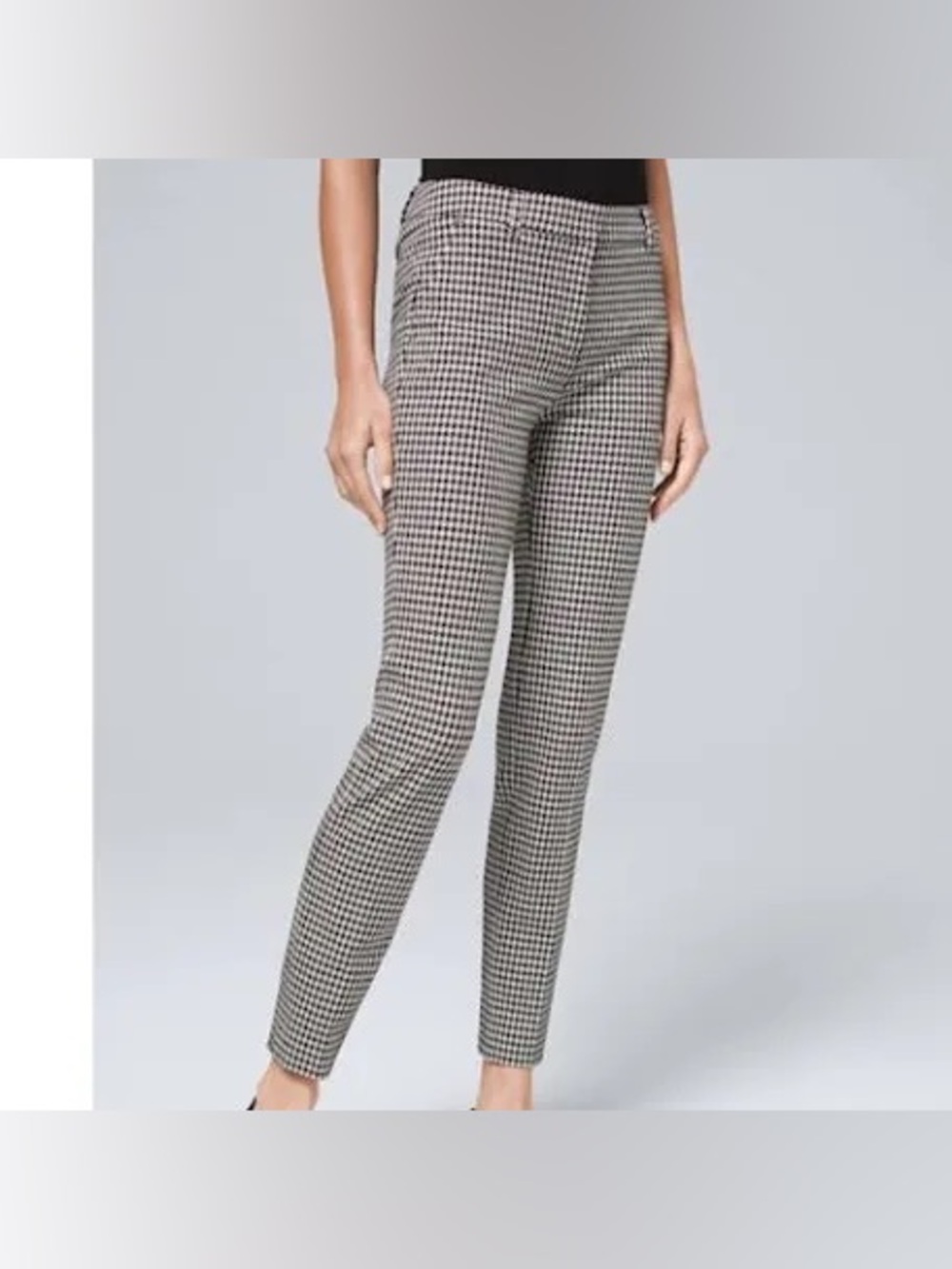 White House Black Market Elle Slim Black & White Houndstooth Pants WHBM 8